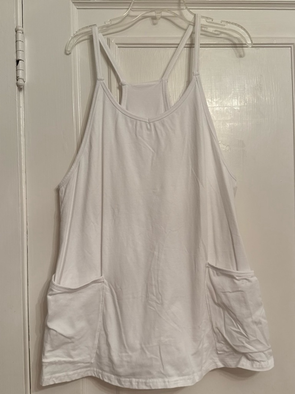 Amazon White Strappy Mini Dress with Front Pockets
